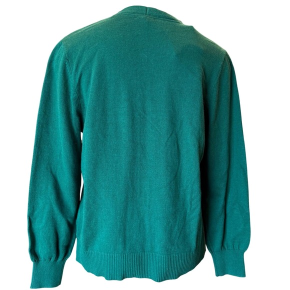 J Jill Boxwood Bejeweled Button Cardigan Sweater Green Cotton Blend Medium NEW - Picture 4 of 11